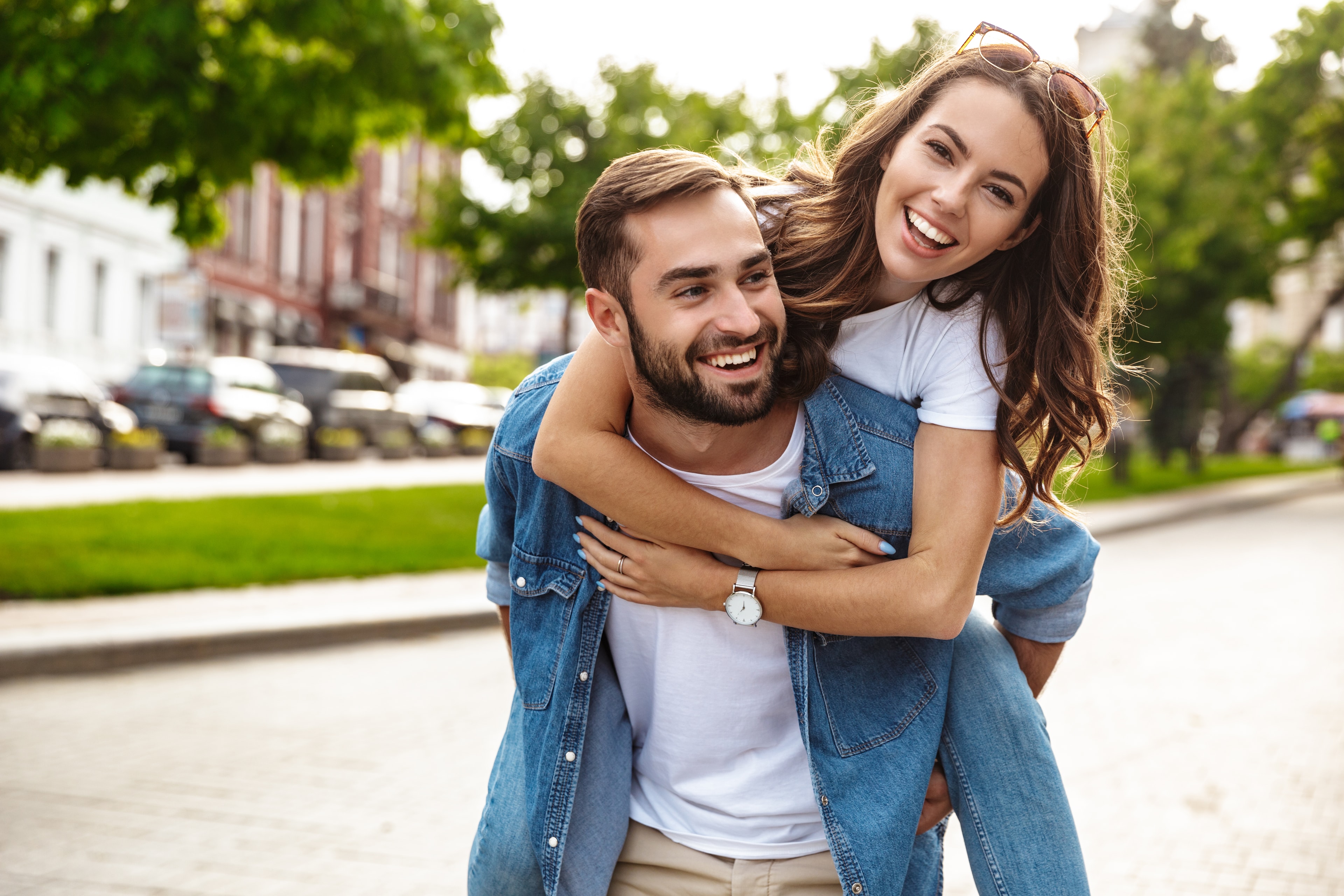 Young couple smiling